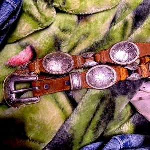 Justin silver leather belt